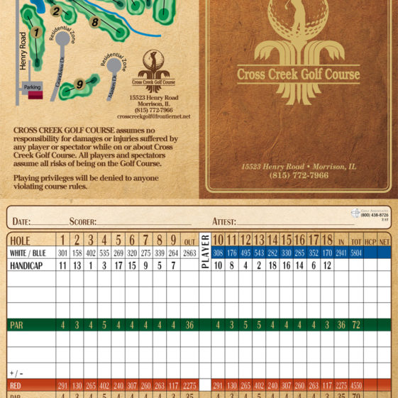 9 Hole Scorecards Golf Associates