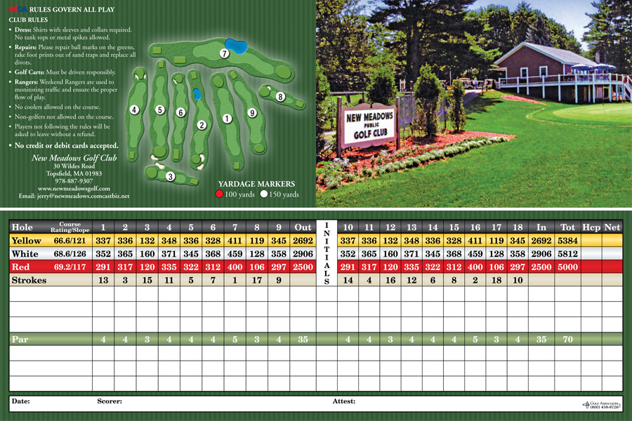 9 Hole Scorecards Golf Associates