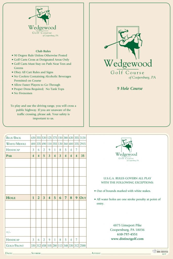 Golf Associates 9 Hole Scorecards