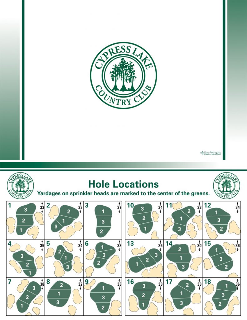 Golf Associates Pin Placement Cards
